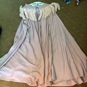 Mauve with mink tails wool long cape